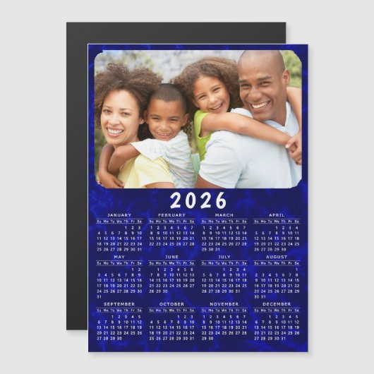 2025 kalender magneet familie foto marineblauw (Voorkant / Achterkant)