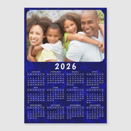 2025 kalender magneet familie foto marineblauw (Voorkant)