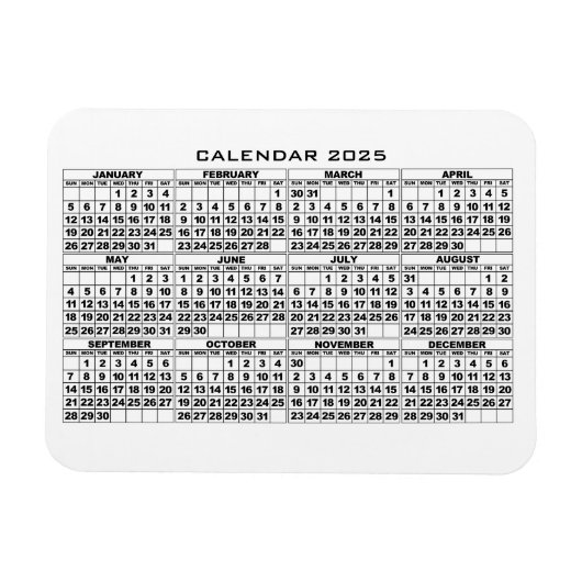 2025 Kalender Magnet Wit Magneet (Horizontaal)
