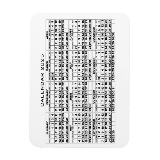 2025 Kalender Magnet Wit Magneet (Verticaal)