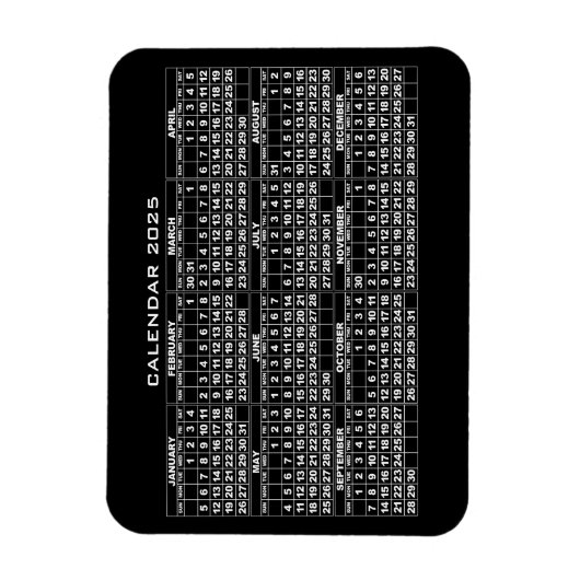 2025 Kalender Magnet Zwart Magneet (Verticaal)