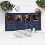 2025 Kalender Marine Blauw Moderne Fotocollage Bureaumat<br><div class="desc">2025 Kalender Full Year Minimalist Classic Navy Blue Desk Mat Muismat met jouw naam en 4 van uw favoriete foto's! 🌟Dit is voor 2025🌟 Deze versie is in chique Navy Blue, maar de kleuren kunnen eenvoudig worden aangepast! Neem contact met ons op via cedarandstring@gmail.com als u hulp nodig heeft bij...</div>