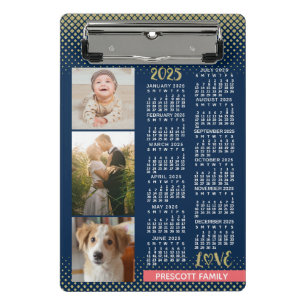 2025 Kalender Marine Koraal Goud Familie Fotocolla Mini Klembord