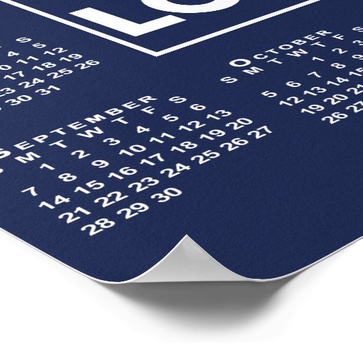 2025 Kalender met Bedrijf Logo en Naam Navy Blue Poster (Hoek)