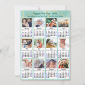 2025 Kalender Mint Groene Glitter Familie 12 Foto Feestdagenkaart (Voorkant)