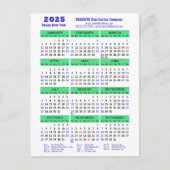 2025 Kalender Modern Blauw Groen Business Logo Feestdagenkaart (Voorkant)