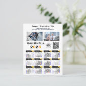 2025 Kalender Modern Gold Black Business Logo QR Feestdagenkaart (Staand voorkant)