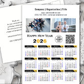 2025 Kalender Modern Gold Black Business Logo QR Feestdagenkaart