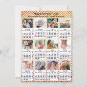 2025 Kalender Modern Goud 12 Familie Fotocollage Feestdagenkaart (Voorkant)
