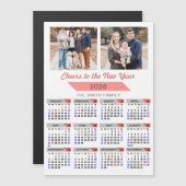 2025 Kalender Modern Roze Familie 2 Foto Magnetisc (Voorkant / Achterkant)