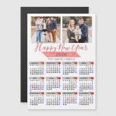 2025 Kalender Modern Roze Familie 2 Foto Magnetisc (Voorkant / Achterkant)
