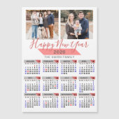 2025 Kalender Modern Roze Familie 2 Foto Magnetisc (Voorkant)