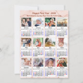 2025 Kalender Modern Roze Glitter 12 Fotocollage Feestdagenkaart (Voorkant)