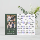 2025 Kalender Modern Sage Green Minimalist 2 Foto Feestdagenkaart (Staand voorkant)