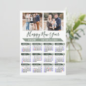 2025 Kalender Modern Sage Green Minimalist 2 Foto Feestdagenkaart (Staand voorkant)