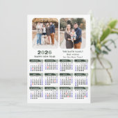 2025 Kalender Modern Sage Green Minimalist 2 Foto Feestdagenkaart (Staand voorkant)