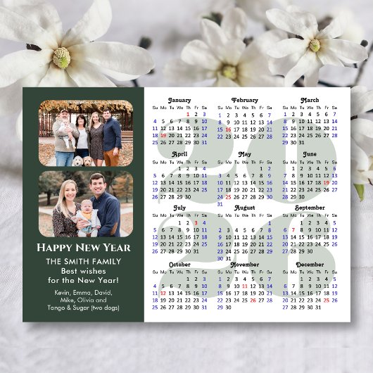 2025 Kalender Modern Sage Green Minimalist 2 Foto Feestdagenkaart