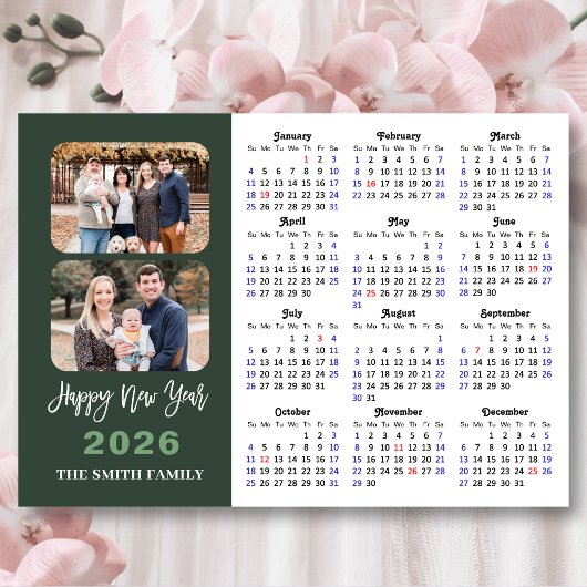 2025 Kalender Modern Sage Green Minimalist 2 Foto Feestdagenkaart