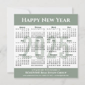 2025 Kalender Modern Script Sage Green Business Feestdagenkaart (Voorkant)