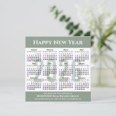 2025 Kalender Modern Script Sage Green Business Feestdagenkaart (Staand voorkant)