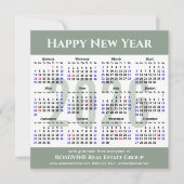 2025 Kalender Modern Script Sage Green Business Feestdagenkaart (Voorkant)