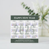 2025 Kalender Modern Script Sage Green Business Feestdagenkaart (Staand voorkant)