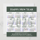 2025 Kalender Modern Script Sage Green Business Feestdagenkaart (Voorkant)