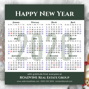 2025 Kalender Modern Script Sage Green Business Feestdagenkaart