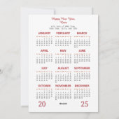 2025 Kalender Modern Vakantie Nieuwjaar Foto Feestdagenkaart (Achterkant)