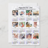 2025 Kalender Modern Zilver 12 Fotocollage Feestdagenkaart (Voorkant)