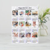 2025 Kalender Modern Zilver 12 Fotocollage Feestdagenkaart (Staand voorkant)