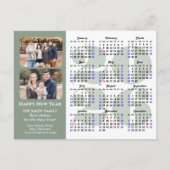 2025 Kalender Modern Zwart Familie Foto Minimalist Feestdagenkaart (Voorkant)