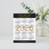 2025 Kalender Modern Zwart Goud Bedrijfsfoto Feestdagenkaart (Staand voorkant)