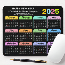 2025 Kalender Modern Zwart US Feestdagen Corporate Muismat