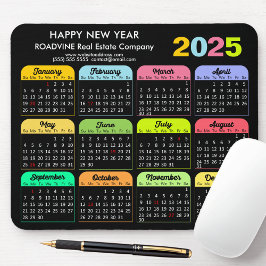 2025 Kalender Modern Zwart US Feestdagen Corporate Muismat