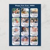 2025 Kalender Moderne Familie 12 Foto Blauw Glitte Feestdagenkaart (Voorkant)