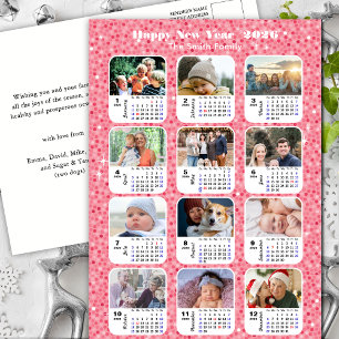2025 Kalender Moderne Familie 12 Foto Roze Glitter Feestdagenkaart