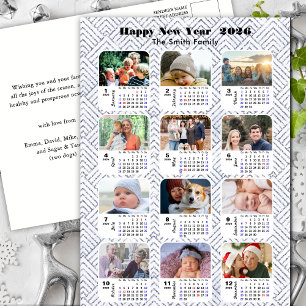 2025 Kalender Moderne Familie Foto Collage Zilver Feestdagenkaart