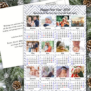 2025 Kalender Moderne Familie Foto Collage Zilver Feestdagenkaart