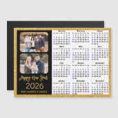 2025 Kalender Moderne Gouden Glitter 2 Foto Magnet (Voorkant / Achterkant)