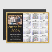 2025 Kalender Moderne Gouden Glitter Foto Magnetis (Voorkant / Achterkant)