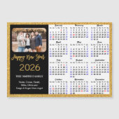 2025 Kalender Moderne Gouden Glitter Foto Magnetis (Voorkant)