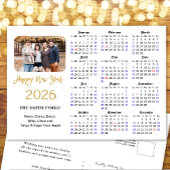 2025 Kalender Moderne Gouden Glitter Foto Minimali Feestdagenkaart