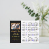2025 Kalender Moderne Gouden Glitter Foto Minimali Feestdagenkaart (Staand voorkant)
