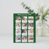 2025 Kalender Moderne Groene Familie 12 Fotocollag Briefkaart (Staand voorkant)