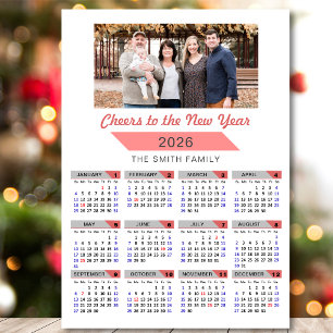 2025 Kalender Moderne Roze Familie Foto Magnetisch