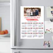 2025 Kalender Moderne Roze Familie Foto Magnetisch