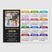 2025 Kalender Moderne Zwarte Foto Kleurrijk Magnet (Voorkant)