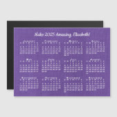 2025 Kalender Motivatie Aangepaste Naam Paarse mag (Voorkant / Achterkant)