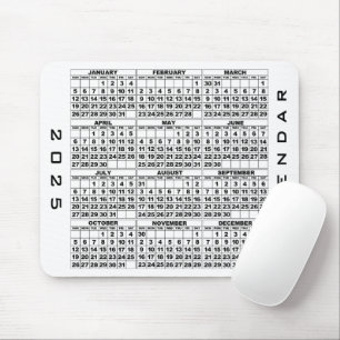 2025 Kalender Mousepad Wit Muismat